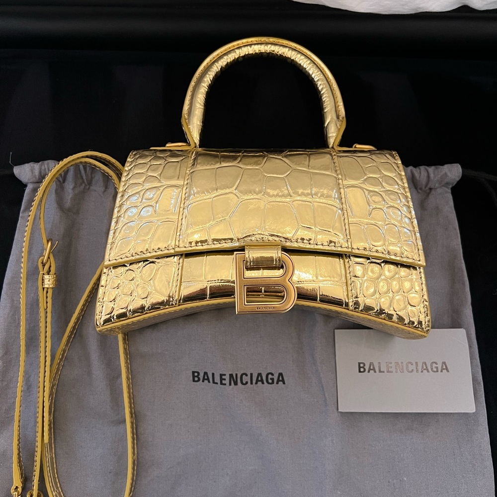 Balenciaga Gold Handbag w/ Shoulder Strap